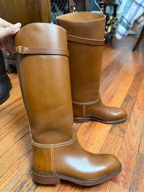 Ralph Lauren Tan Leather Mid-Calf Riding Boots